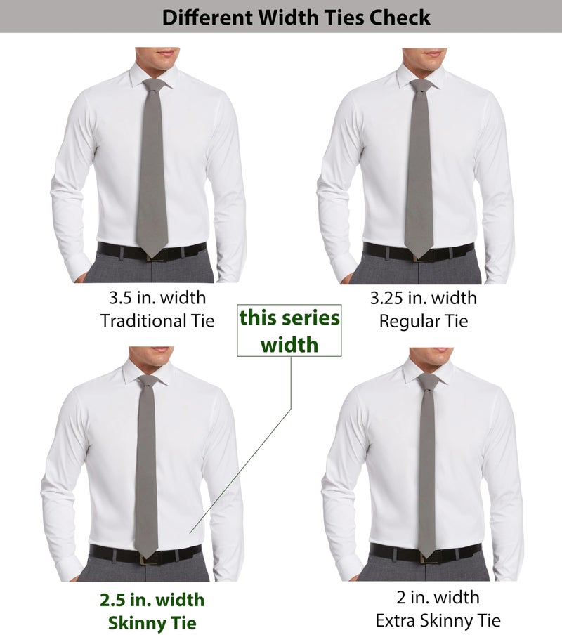 ZENXUS Solid Skinny Ties for Men, 2.5 inch Slim Dusty Blue Necktie - Image 5